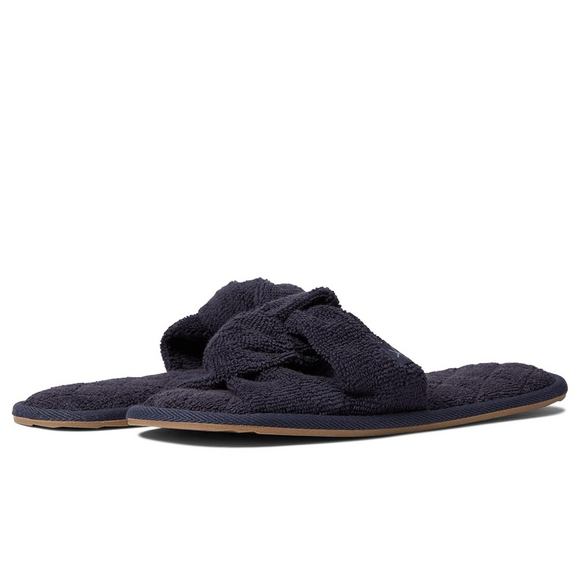 Barefoot Dreams Shoes - Barefoot Dreams Womens Towel Terry Gray Solid Cotton Slide Sandals in Blue